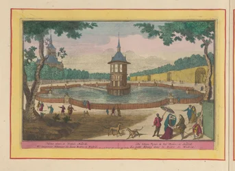 Kleine vijver in de tuinen van het Palacio del Buen Retiro te Madrid