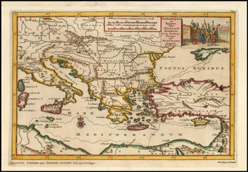 1700 kaart van het oostelijke Middellandse Zeegebied door Pieter van der Aa