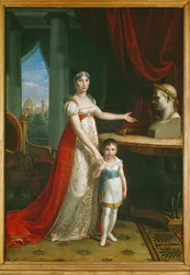 Elisa Bonaparte, zus van Napoleon I, Groothertogin van Toscane, met haar dochter Napoleone-Elisa ...