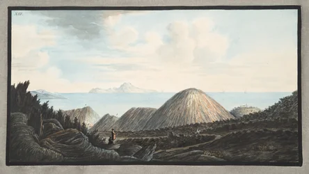 Zicht op de huidige staat van de kleine berg ontstaan door de explosie in het jaar 1760, Plaat XIII, uit 