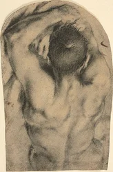 Half-Lengte Liggende Mannelijke Naakt Gezien van Achteren, c.1590