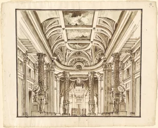 Fantasie van een Grote Hal met Mandweef Kolommen