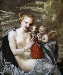 Venus, Cupido en kleine hond verkleed als kind