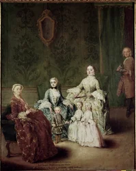 Portret van de familie Sagredo. Schilderij door Pietro Longhi (1702-1785)