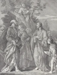 Bekering van Zacheüs, met Christus rechts die de belastinginner toespreekt, 1730-39