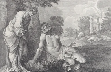 Job berispt door zijn vrouw, 1730-39