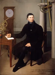 Portret van Barnaba Oriani, astronoom door N. Carducci. 19e eeuw schilderij