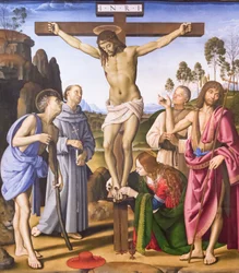 Kruisiging met heilige en de zalige Giovanni Colombini