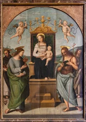 Maagd op de troon tussen St. Gervase, Protasio, Paulus en Petrus