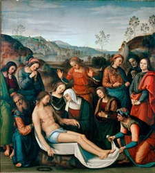 De Kruisafneming of Rouw om de Dood van Christus Schilderij door Pietro Vannucci, genaamd il Perugino