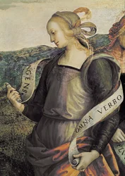 De Erythraeïsche Sibylle. Detail van De eeuwige vader omringt profeten en sibyllen