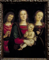 De Maagd en Kind omringd door Sint Johannes de Doper en Sint Catharina