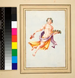 Mannelijke figuur met krans van bladeren