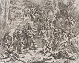 Een allegorie van schilderkunst, een kind in het midden links tekent op een tablet, omringd, 1637-38