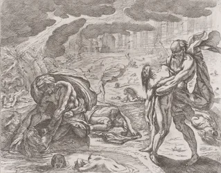 De zondvloed, figuren die uit het water worden getrokken, ca. 1640-42