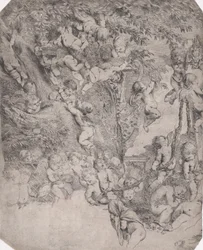 De tuin van Venus, proefdruk van de linkerbovenhoek, ca. 1631-37