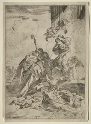Drie Lucchese heiligen die bij de Maagd Maria bemiddelen voor de slachtoffers van de pest, ca. 1630-31