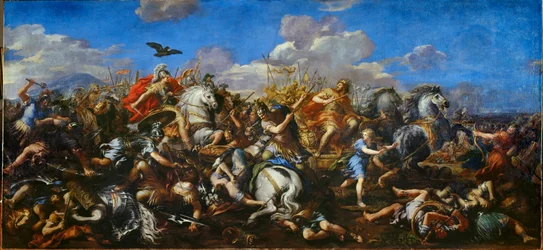 De slag van Alexander tegen koning Dareios III van Perzië, Slag bij Issos (schilderij op doek)