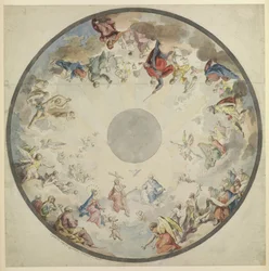 Ontwerp voor een koepel met figuren uit het Oude en Nieuwe Testament, 1720-1804