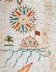 Alexandrië, Egypte, uit portolan atlas bestaande uit zes kaarten, door Placido Caloiro en Francesco Oliva, Perkament. 1646.