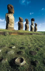 Moai-standbeelden, Rapa Nui Nationaal Park, Paaseiland, Chili