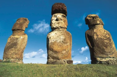 Moai-standbeelden, Rapa Nui Nationaal Park, Paaseiland, Chili