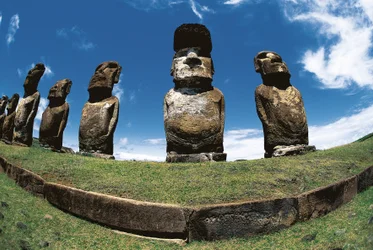 Moai-standbeelden, Rapa Nui Nationaal Park, Paaseiland, Chili