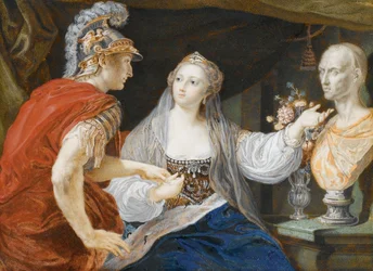 Cleopatra toont Octavius de buste van Caesar