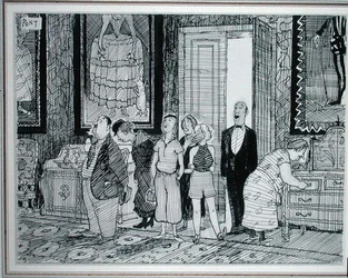 Het Britse Karakter: grote interesse in historische huizen, illustratie uit Punch, gepubliceerd 8 juli 1936