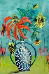 Kleurrijke bloemen in een vaas