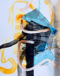 Dynamisch blauw-oranje abstract