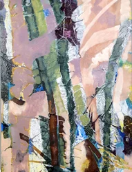 Abstract met bosmotief en textuur
