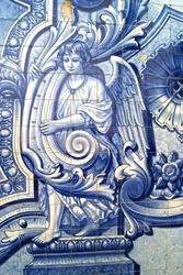 Decoratief paneel dat een engel afbeeldt, Lamego, Portugal. 1738