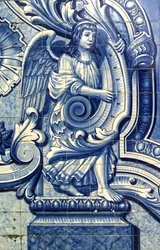 Decoratief paneel met een engel, Lamego, Portugal. 1738