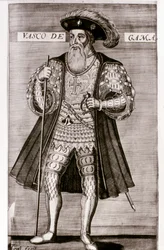 VASCO DA GAMA: Illustratie uit "OS LUSIADAS" door Luis Camoes, Lisboa 1572.
