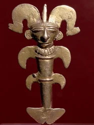 Precolumbiaanse kunst, Quimbaya beschaving: antropomorfe hanger in goud