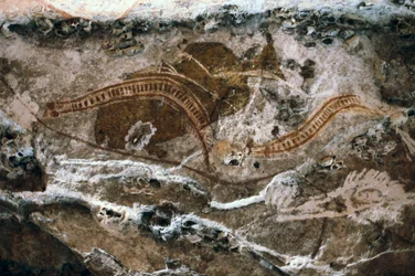 Aboriginal rotsschildering, site van de Ubirr grotten, Kakadu Nationaal Park, Australië (schilderij)