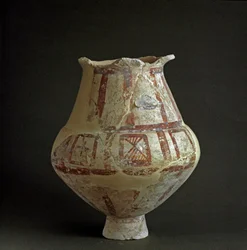 Etruskische beschaving: terracotta vaas uit de necropool van Mattonara (Civitavecchia), Latium. 7e-6e eeuw v.Chr. Rome, Nationaal Museum voor Prehistorie en Etnografie Luigi Pigorini