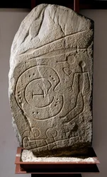 Iberische stele van Solana de Cabanas krijger. 8e-6e eeuw v.Chr.