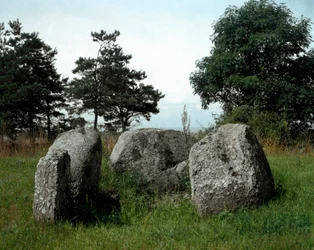 Prehistorie: uitzicht op de dolmen van Chianca met zijn ingangskorridor. Steentijd, Neolithicum. 6e-3e eeuw v.Chr. Bisceglie, Puglia, Italië
