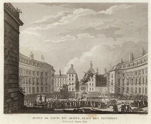Standbeeld van Lodewijk XIV verwijderd op de Place des Victoires
