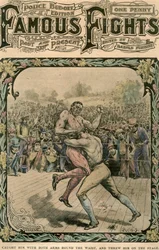 Ving hem met beide armen om de taille en gooide hem op het podium, ca. 1890-ca. 1909