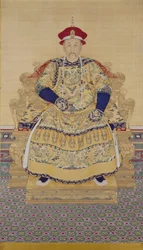 Portret van keizer Yongzheng (1678-1735) (hangende rol, inkt en kleur op zijde)