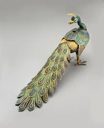 Cloisonné-wierookbrander in de vorm van een pauw