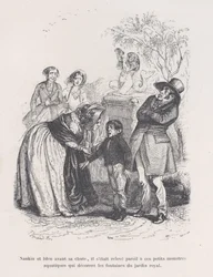 Hij rees op als die kleine zeemonsters die de fonteinen versieren, uit de Kleine Miserie..., 1843