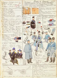 Uniformen en insignes van het Koninkrijk Sardinië door Quinto Cenni, kleurenplaat