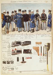 Uniformen van grenadiers van Sardinië, lijninfanterie, onderofficieren van het Koninkrijk Italië