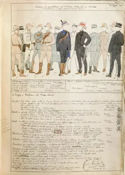 Uniformen van het Koninklijk Korps van Koloniale troepen van het Koninkrijk Italië in Eritrea, kleurenplaat door Quinto Cenni
