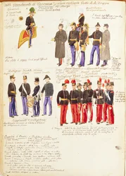 Uniformen van de Koninklijke Troepen van het Groothertogdom Toscane door Quinto Cenni, kleurplaat