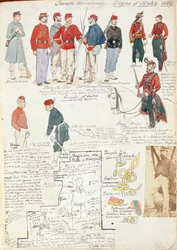 Uniformen van het leger van Zuid-Italië van de voorlopige regering door Quinto Cenni, kleurplaat